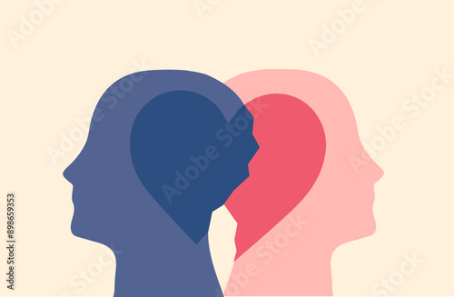 Heartbreak and separation of two people illustration