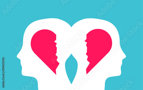 Heartbreak and separation of two people illustration