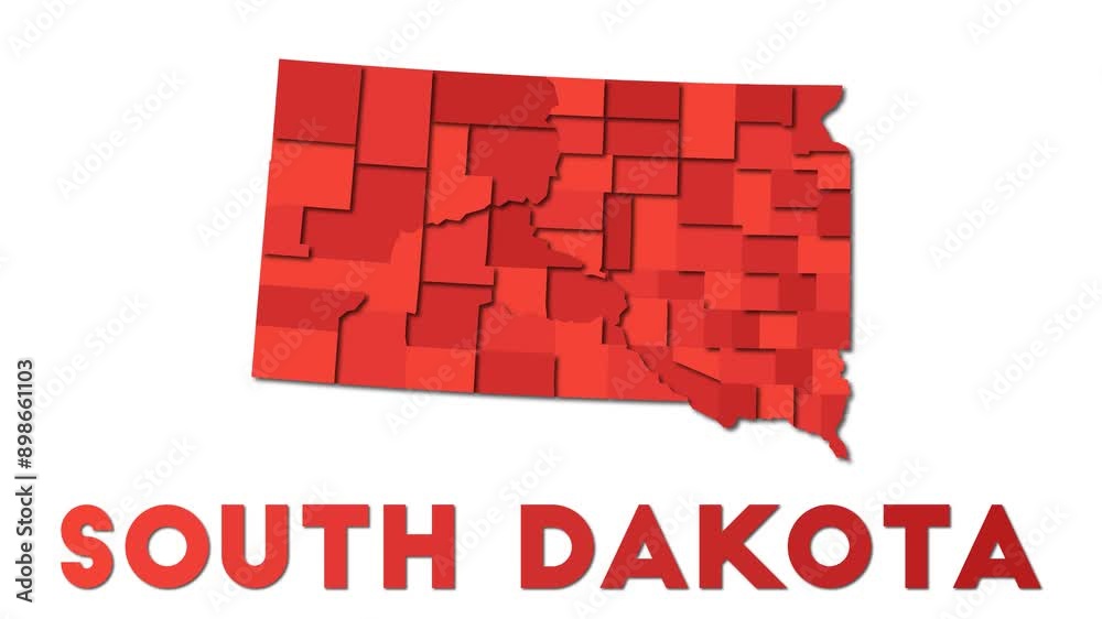 South Dakota map showing regions. Animated us state map with title. 4k ...