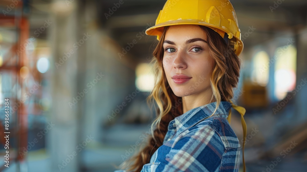 Female Construction Worker on Job Site Female Construction Worker on Job Site
