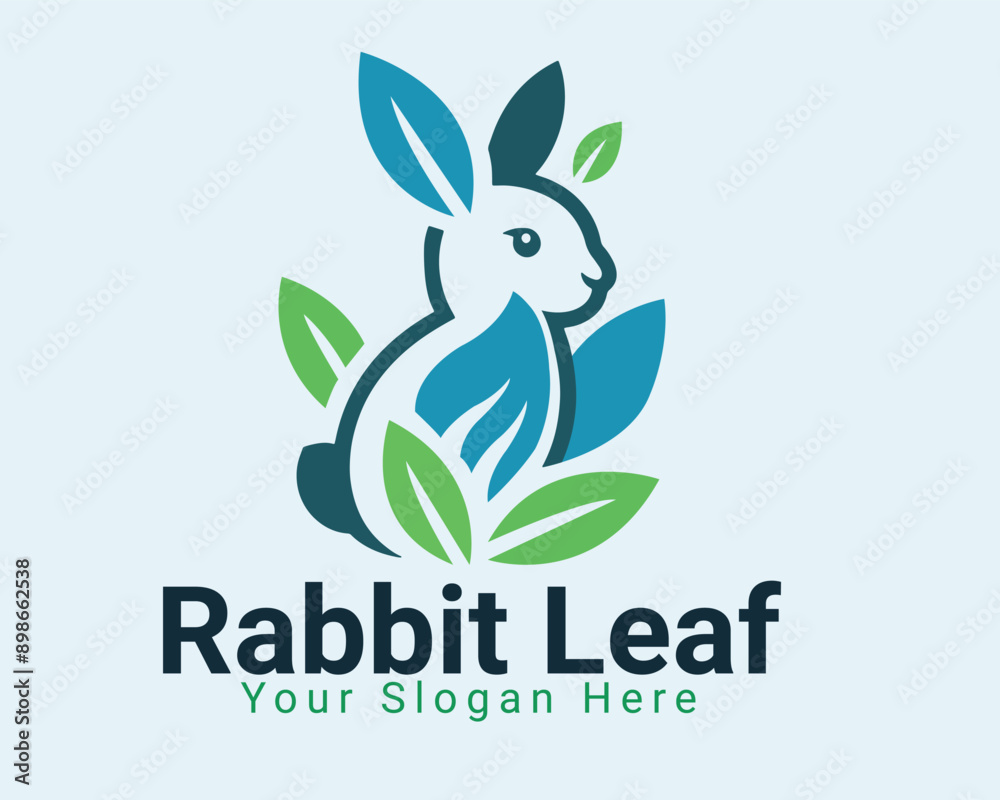 Rabbit with leaf logo design combination, vector illustration EPS10 Rabbit with leaf logo design combination, vector illustration EPS10