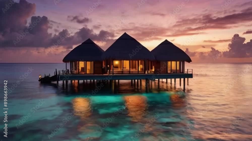 tourist huts in the sea