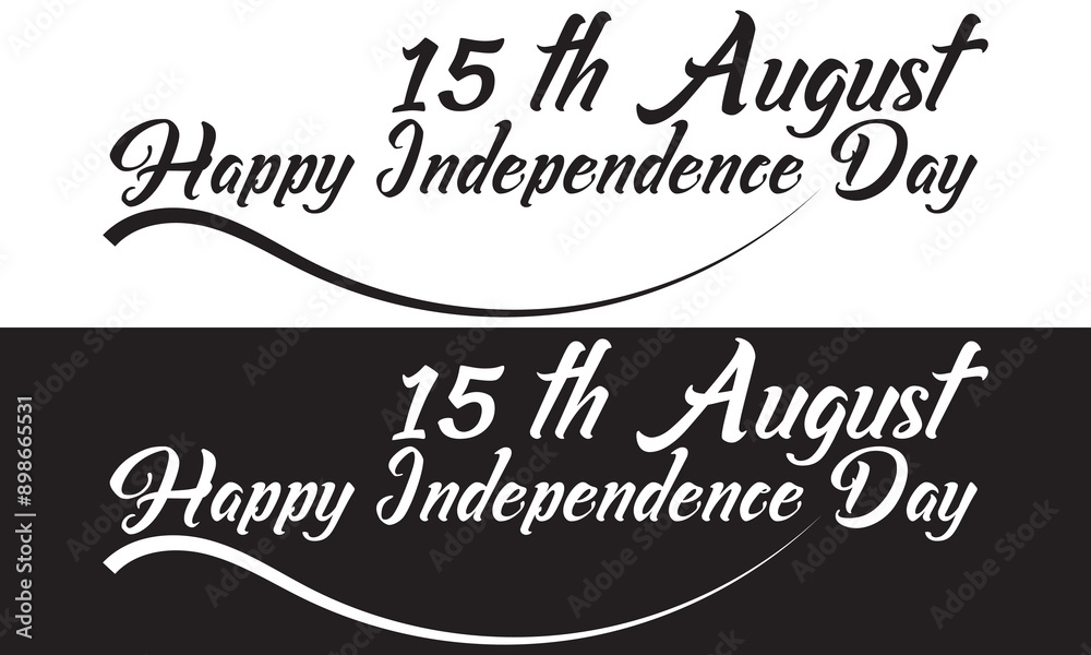 Happy Independence Day Typography. Hand drawn modern vector calligraphy. Simple inscription with swashes, wavy lettering text. 15 August Tricolor Indian Independence Day . vector illustration. EPS 10