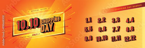 Shopping Day Sale Banner Template Design, Abstract Red Geometric labels Sign, Shopping Day Sale Promotion of every month