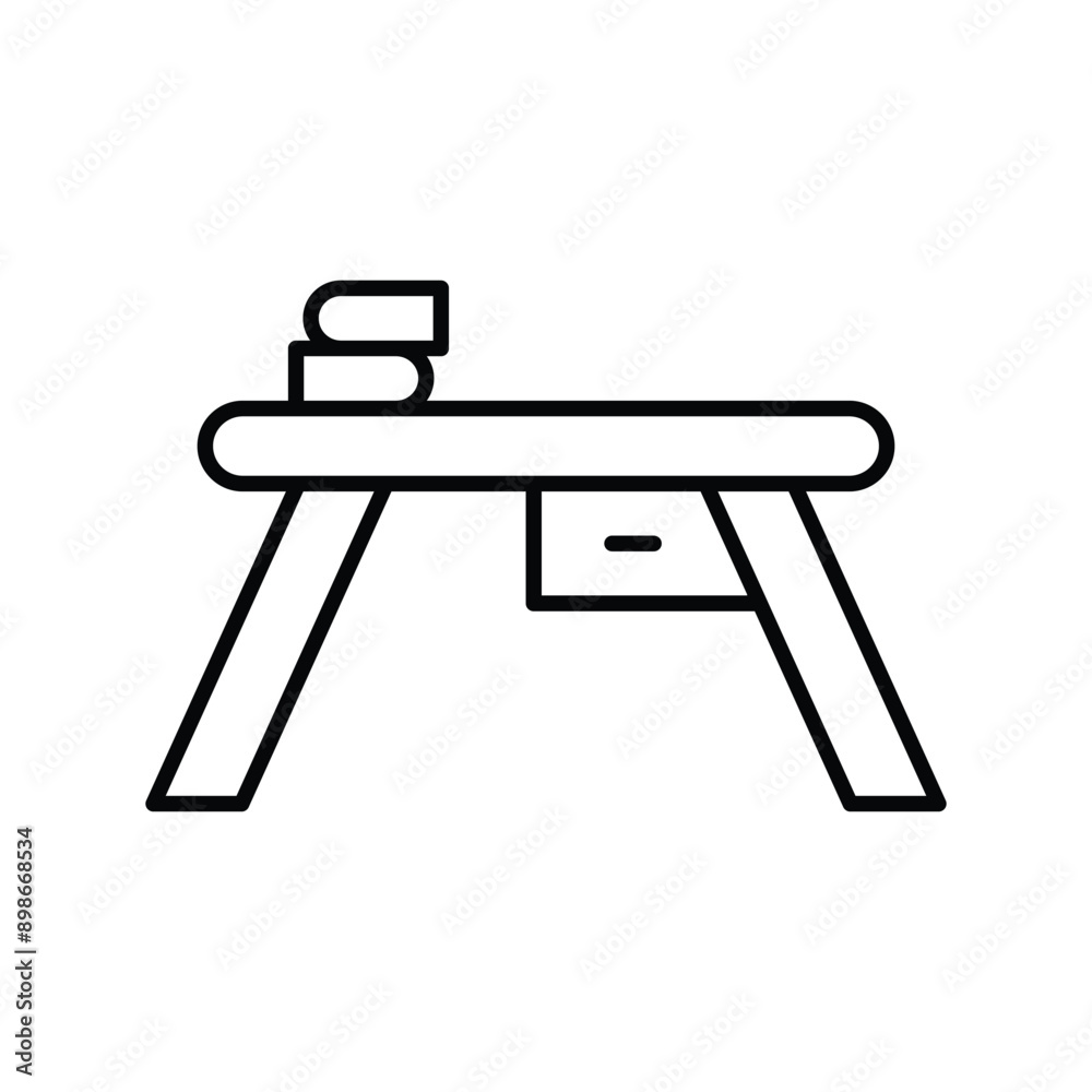 study table line icon with white background vector stock illustration study table line icon with white background vector stock illustration