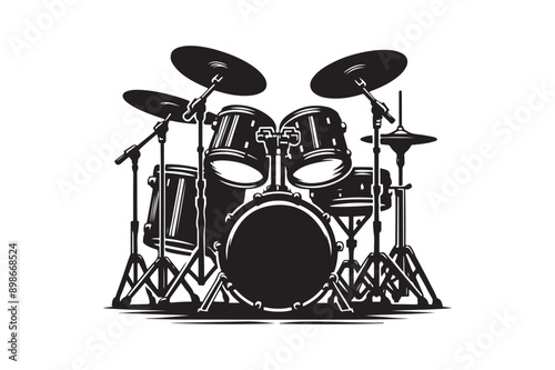 Drum Set silhouette vector illustration