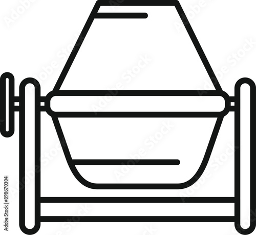 Simple concrete mixer machine is mixing cement for construction works