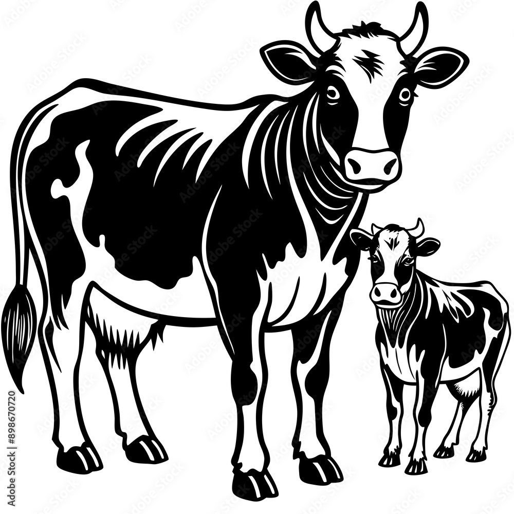 Fototapeta premium baby cow with mother cow Vector