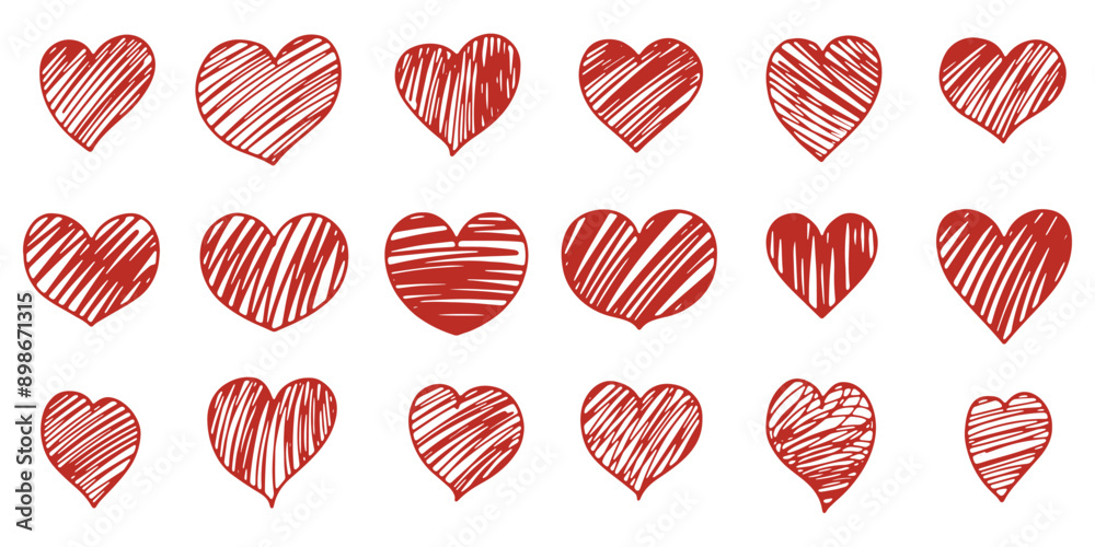 Set of hand drawn doodle heart. Vector illustration Set of hand drawn doodle heart. Vector illustration