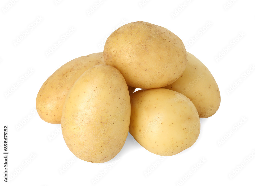 Pile of young fresh potatoes isolated on white Pile of young fresh potatoes isolated on white