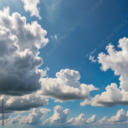 Clear Blue Sky and White Cloud Background with Ample Text Space