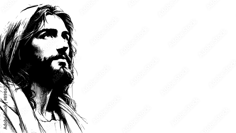 Jesus Christ Drawing on White Background Jesus Christ Drawing on White Background