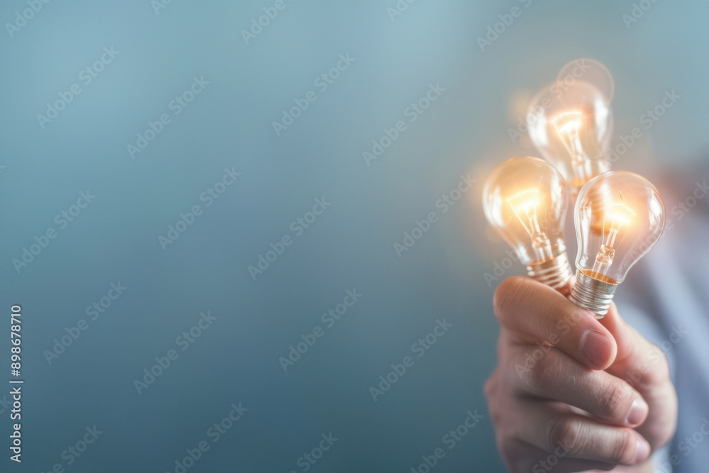A visionary leader presenting their innovative ideas to a group, clean and modern background, representing taking calculated risks, ample copy space A visionary leader presenting their innovative ideas to a group, clean and modern background, representing taking calculated risks, ample copy space
