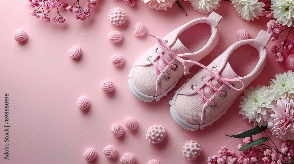 Charming Accessories for Baby Girls: Pink Background Celebration Charming Accessories for Baby Girls: Pink Background Celebration