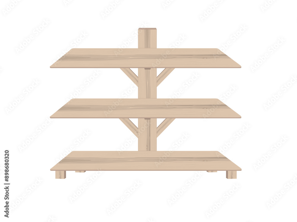 Wooden shelves on a white background. Wooden shelves on a white background.