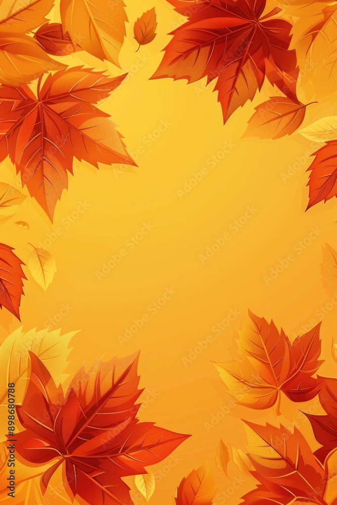 A collection of autumn leaves on a bright yellow background, perfect for seasonal designs and layouts