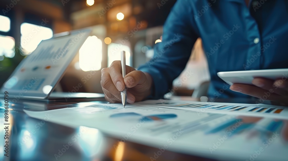 Person Analyzing Financial Reports