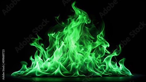 Abstract Green Flames On Black Background, abstract , fire , green , flame