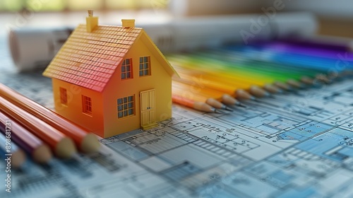 Visualizing Efficiency: 3D Energy Rating Chart Against Blueprint Plans