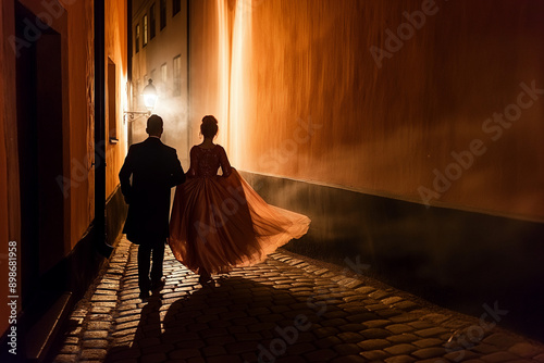 A young couple in dazzling ...