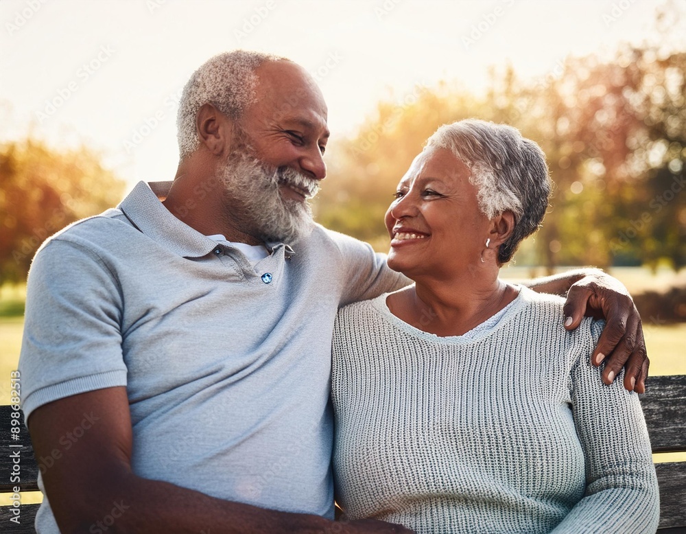 custom made wallpaper toronto digitalblack woman man senior couple happy retirement together elderly hug active bonding park outdoors enjoying the senior love and friendship