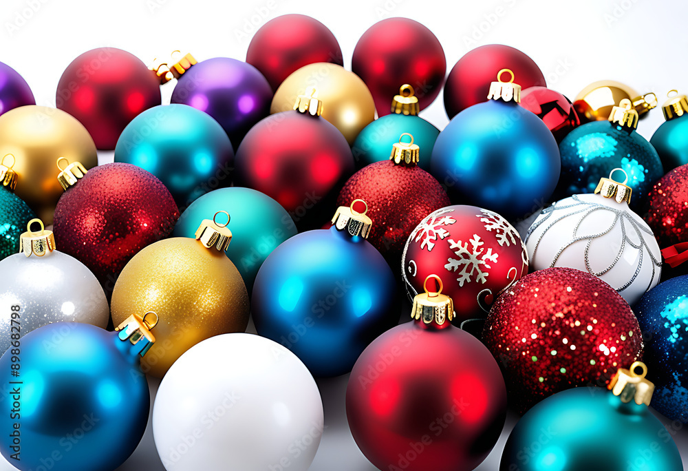 assortment christmas balls white background high resolution high details vibrant assortment christmas balls white background high resolution high details vibrant