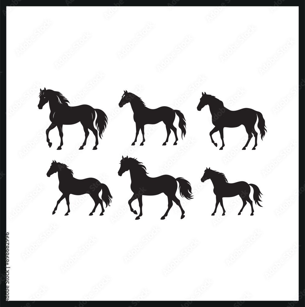 Silhouette horse clipart on a white background Silhouette horse clipart on a white background