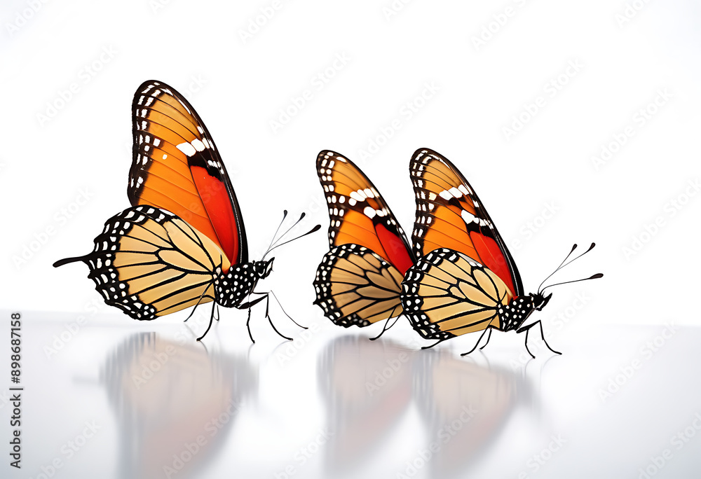 Fototapeta premium two butterflies isolated white background high resolution high details vibrant