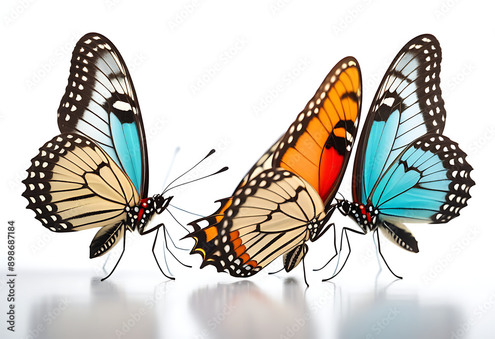 Fototapeta premium two butterflies isolated white background high resolution high details vibrant