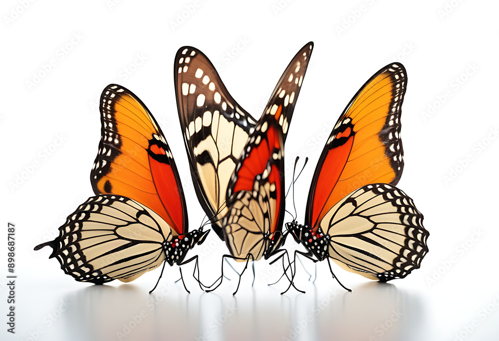 Fototapeta premium two butterflies isolated white background high resolution high details vibrant