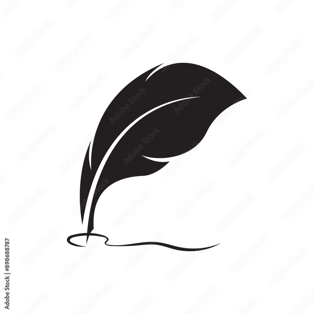 Feather quill design icon and logo illustration Feather quill design icon and logo illustration