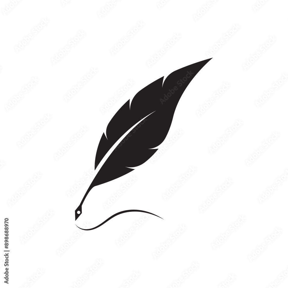 Feather quill design icon and logo illustration Feather quill design icon and logo illustration
