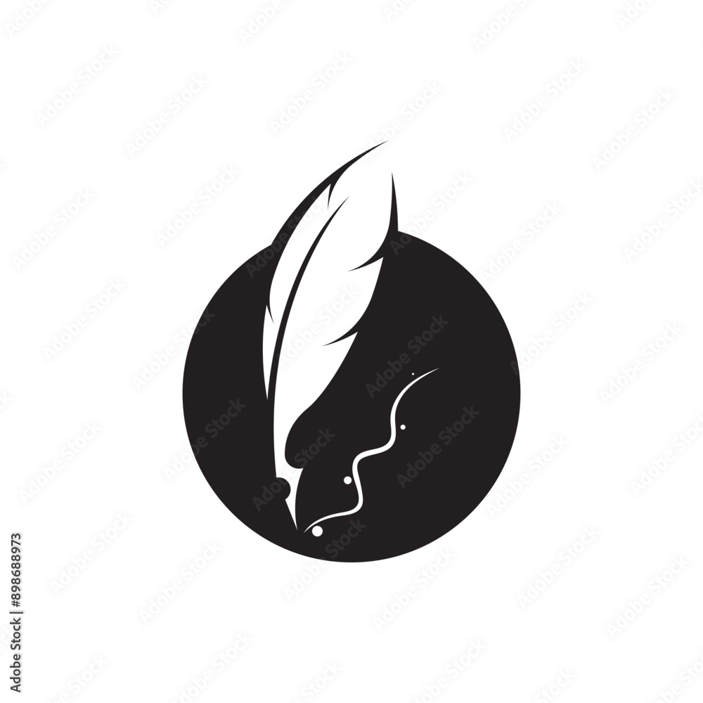 Feather quill design icon and logo illustration Feather quill design icon and logo illustration