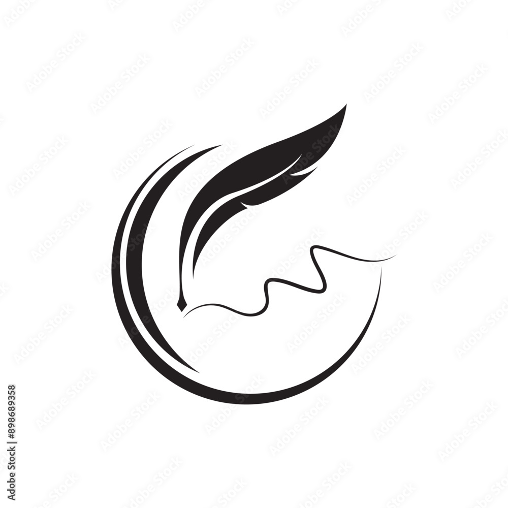 Feather quill design icon and logo illustration Feather quill design icon and logo illustration