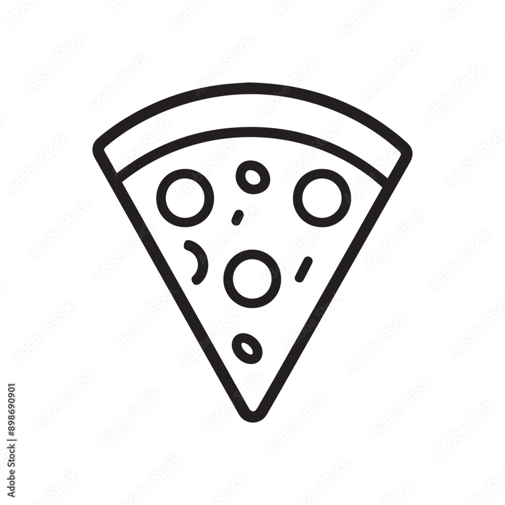 Pizza food icon cook outline and color tomato hot design.