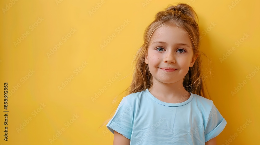 Portrait of cute little girl book look empty space wear Portrait of cute little girl book look empty space wear