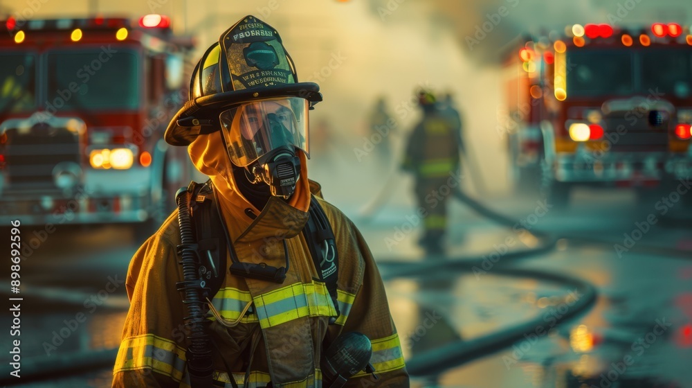 The firefighter in action The firefighter in action