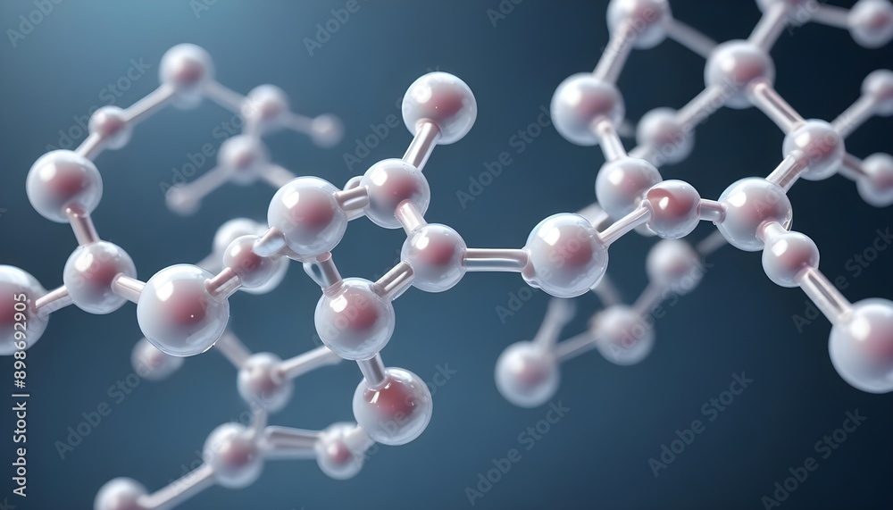 Hyaluronic acid molecule, depicting its intricate structure and its essential function in keeping skin hydrated and supple Hyaluronic acid molecule, depicting its intricate structure and its essential function in keeping skin hydrated and supple