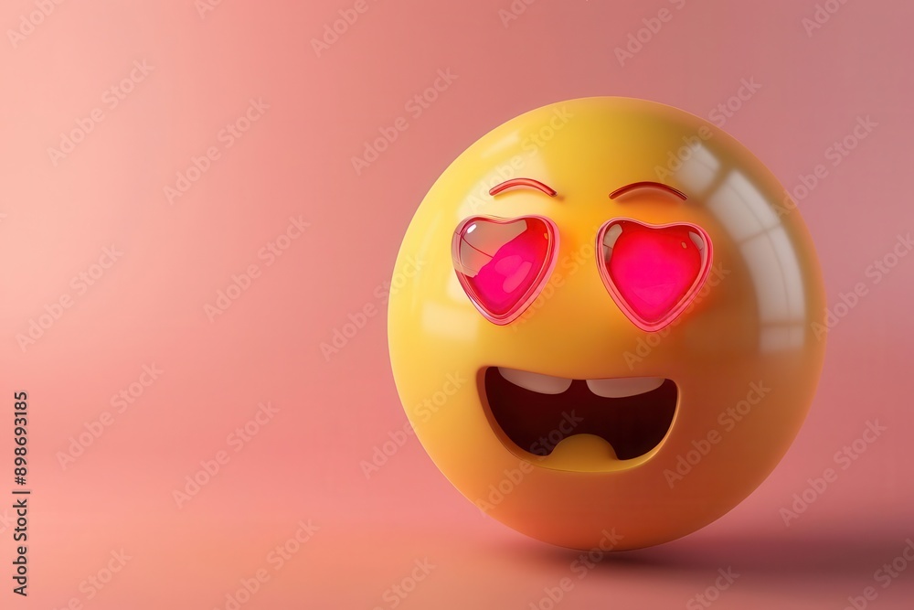 adorable 3d emoji with heart eyes glossy finish adds depth to expressive face soft shadows enhance dimensionality playful pose against pastel background adorable 3d emoji with heart eyes glossy finish adds depth to expressive face soft shadows enhance dimensionality playful pose against pastel background