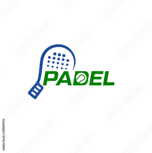 Padel logo, padel racket and ball logo design vector