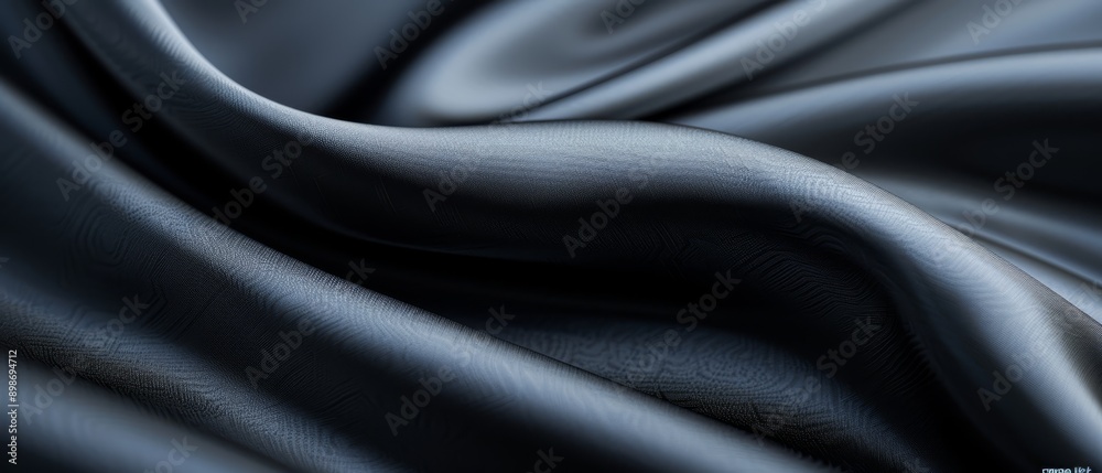 A tight shot of black fabric featuring a seamless texture on its surface against a black backdrop A tight shot of black fabric featuring a seamless texture on its surface against a black backdrop