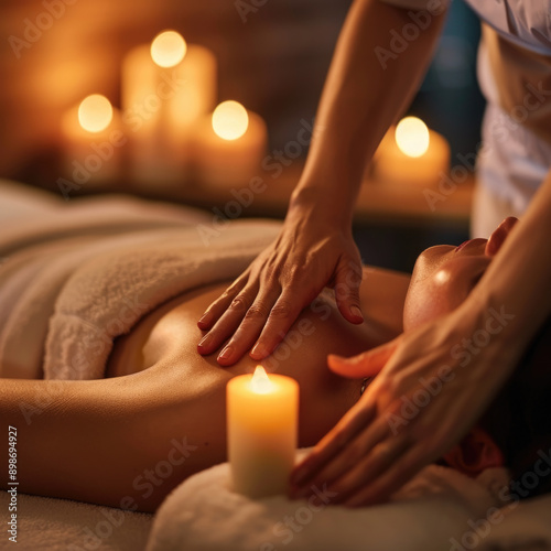 Wallpaper Mural close up of a massage session in spa center with bokeh background Torontodigital.ca