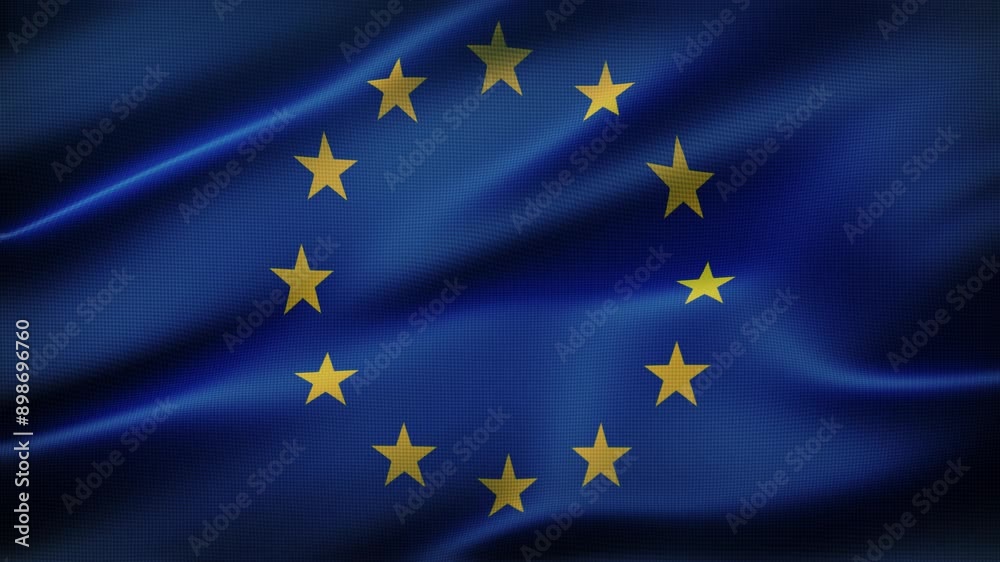The European Union flag flutters in the wind The European Union flag flutters in the wind