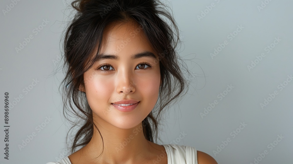 Asian Woman with a Natural Look, Suitable for Beauty and Lifestyle Content Asian Woman with a Natural Look, Suitable for Beauty and Lifestyle Content