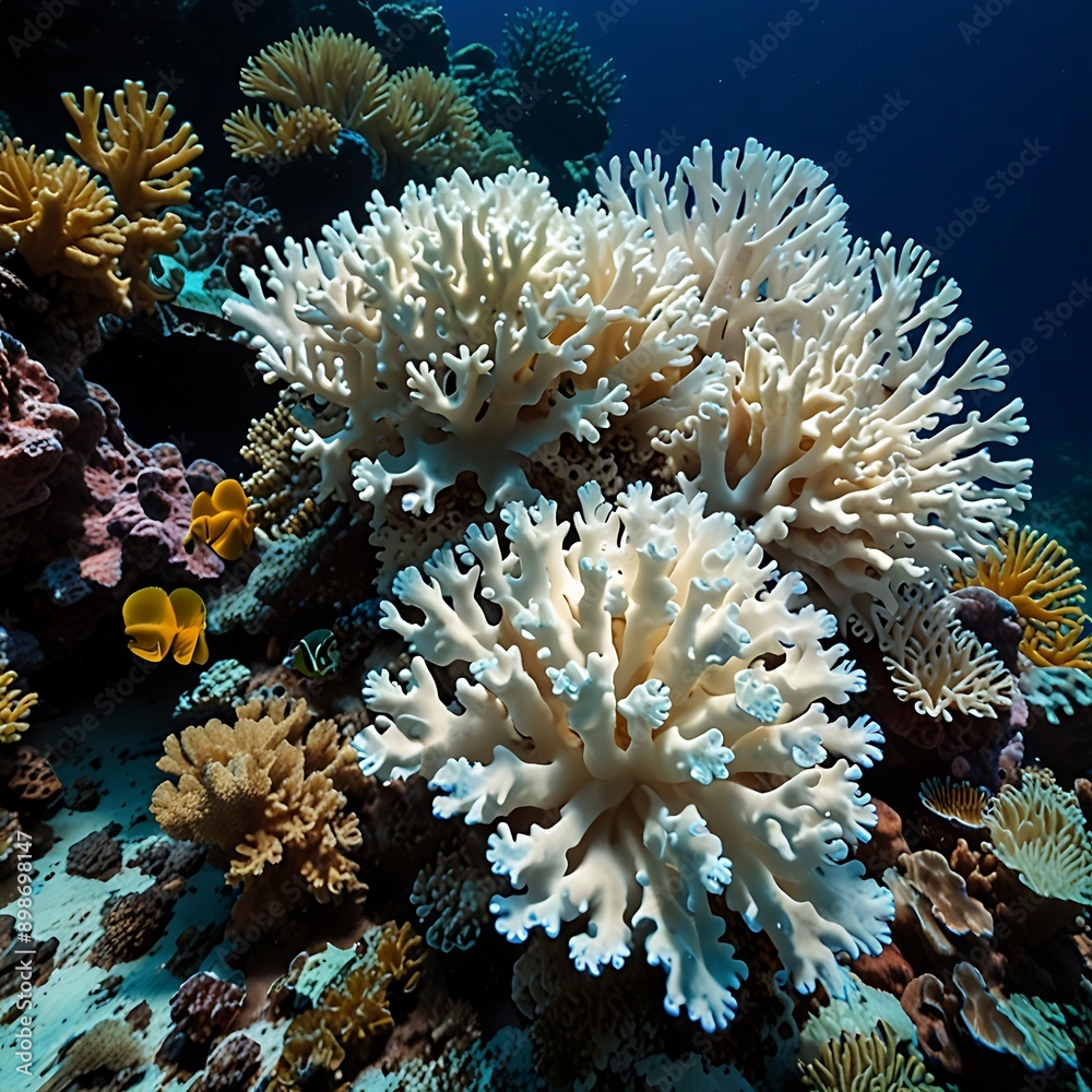 Naklejka premium There is a very large coral reef with many white corals