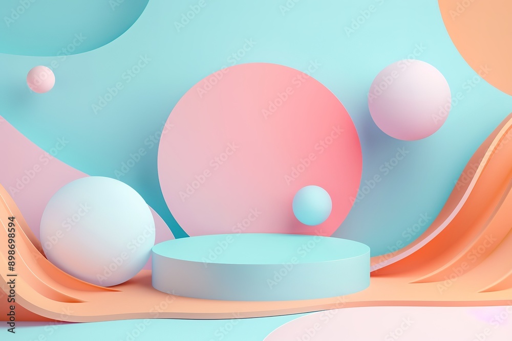 Playful Minimalism: Geometric Forms and Podium for Product Presentation - Perfect for Children's Products, Toys, and Decor Playful Minimalism: Geometric Forms and Podium for Product Presentation - Perfect for Children's Products, Toys, and Decor