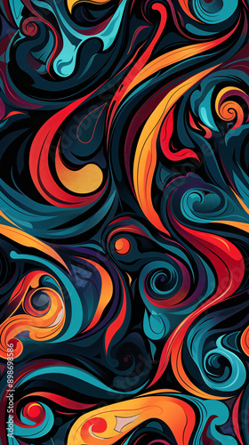 Psychedelic liquid swirl forming a seamless abstract pattern with vibrant colors