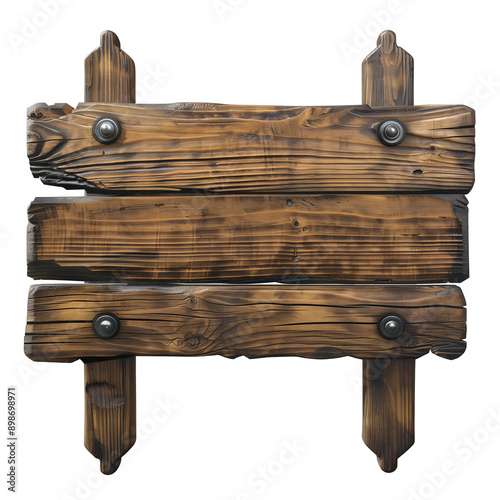 Wodden signboard isolated on transparent background
