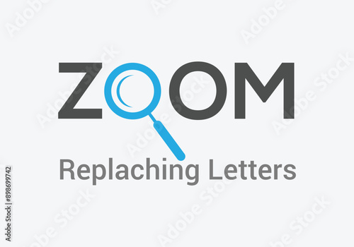 Zoom wordmark logo -Zoom Word replacing letter O symbol

