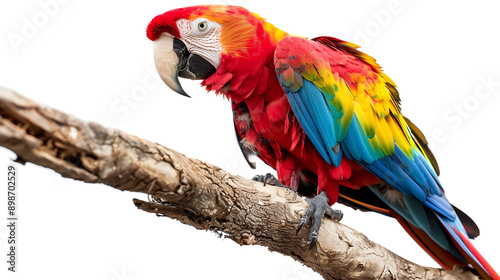 bright multi-colored parrot on a white background photo